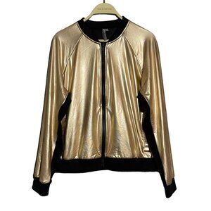 Sweaty Betty Light Speed Bomber Jacket Women Size M Activewear Rose Gold Foil